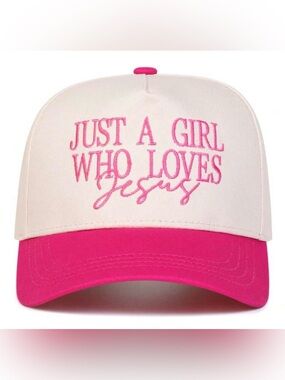 Just A Girl Who Loves Jesus Pink & Beige Hat -New